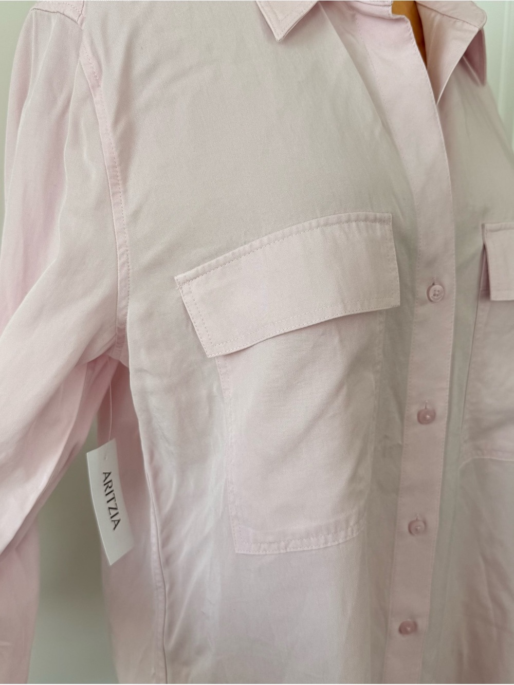 Aritzia Babaton Pink Utility Button Down Shirt size S - Picture 4 of 12